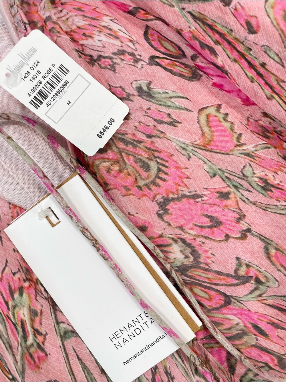HEMANT & NANDITA Pink Floral Halter Maxi Dress, Size Medium - Picture 7 of 9